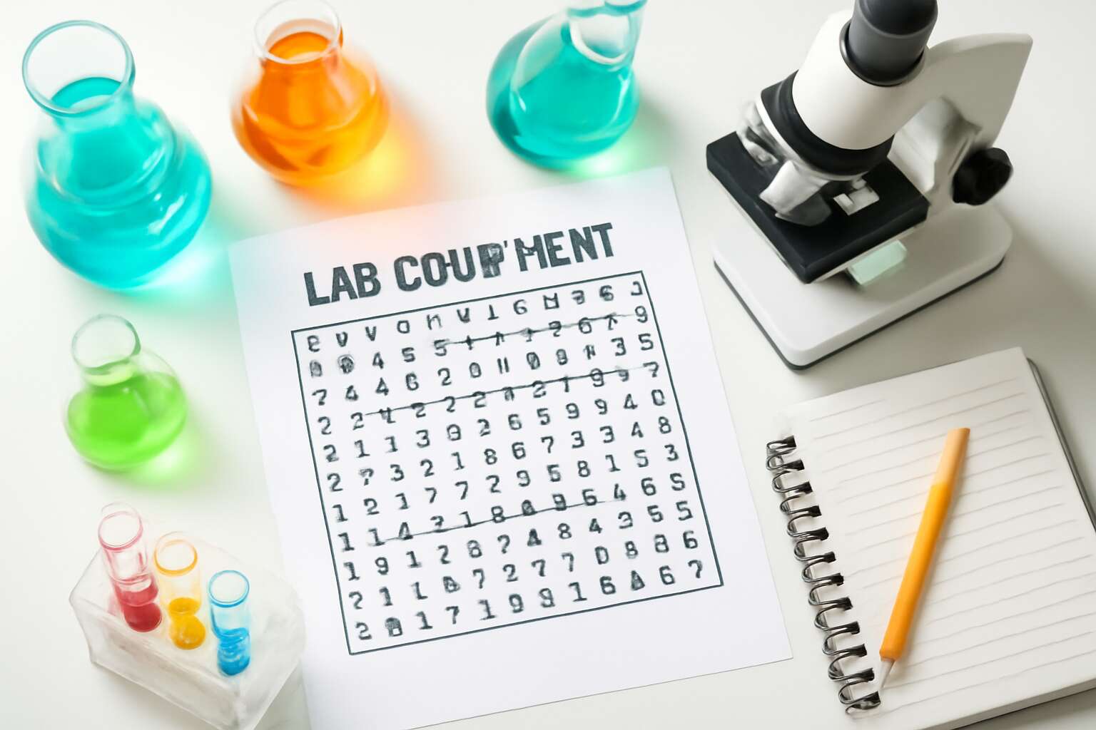 lab equipment word search answer key